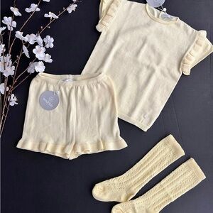 NWT  WEDOBLE YELLOW KNITTED SET shorts top 3t